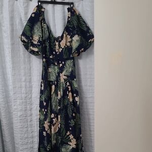 ASOS Navy and Green Floral Maxi Dress